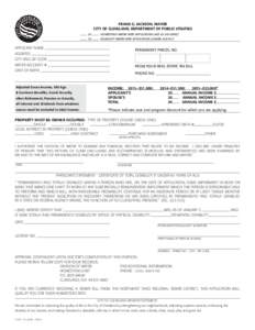 FRANK G. JACKSON, MAYOR CITY OF CLEVELAND, DEPARTMENT OF PUBLIC UTILITIES 20 HOMESTEAD WATER RATE APPLICATION (AGE 65 OR OVER)*
