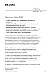 Press Release: Siemens – Vision 2020