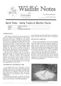 Sand Pads - Using Tracks to Monitor Fauna Keywords: evaluation, monitoring  Location: