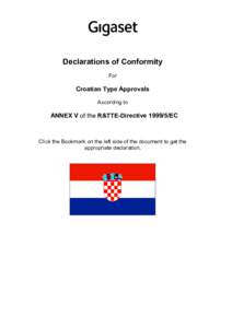 Declarations of Conformity For Croatian Type Approvals According to
