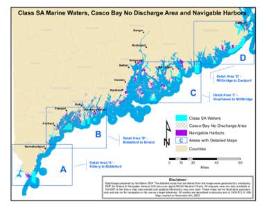 Class SA Marine Waters, Casco Bay No Discharge Area and Navigable Harbors Piscataquis Somerset  Franklin