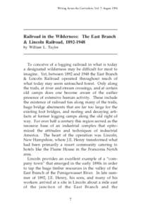 Writing Across the Curriculum, Vol. 7: AugustRailroad in the Wilderness: The East Branch & Lincoln Railroad, by William L. Taylor