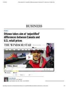 [removed]Ottawa takes aim at ‘unjustified’ differences between Canada and U.S. retail prices | Windsor Star BUSINESS BUSINESS