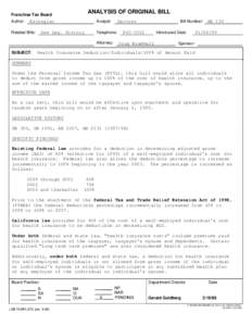 ANALYSIS OF ORIGINAL BILL  Franchise Tax Board Author:  Analyst: