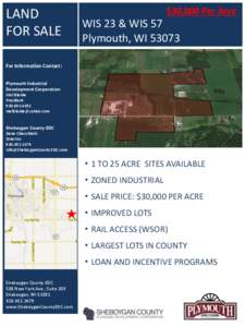 LAND FOR SALE $30,000 Per Acre  WIS 23 & WIS 57