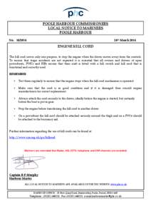 POOLE HARBOUR COMMISSIONERS LOCAL NOTICE TO MARINERS POOLE HARBOUR No[removed]24th March 2014