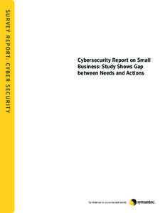 S U R V E Y R E P O R T: c y b er se c ur i ty  Cybersecurity Report on Small Business: Study Shows Gap between Needs and Actions