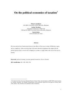 On the political economics of taxation1  Micael Castanheira