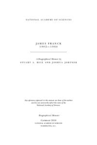 NATIONAL ACADEMY OF SCIENCES  JAMES FRANCK