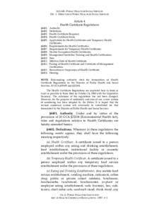 26 GAR - PUBLIC HEALTH & SOCIAL SERVICES DIV. 1 - DIRECTOR OF PUBLIC HEALTH & SOCIAL SERVICES Article 4 Health Certificate Regulations §4401.