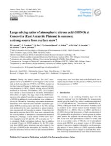 Atmos. Chem. Phys., 14, 9963–9976, 2014 www.atmos-chem-phys.netdoi:acp © Author(sCC Attribution 3.0 License.  Large mixing ratios of atmospheric nitrous acid (HONO) at