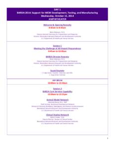 BARDA Industry Day 2014 Agenda