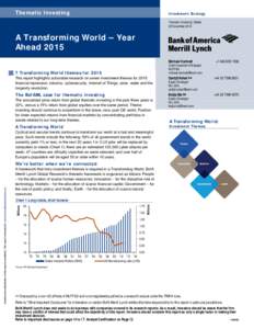 Thematic Investing  Investment Strategy Thematic Investing | Global 25 November 2014