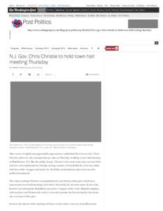 N.J. Gov. Chris Christie to hold town hall meeting Thursday
