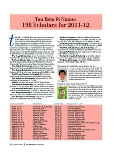 Tau Beta Pi Names  156 Scholars fort