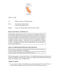 Library of California Board Actions October 20, 2005
