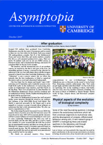 Asymptopia CENTRE FOR MATHEMATICAL SCIENCES NEWSLETTER October[removed]After graduation