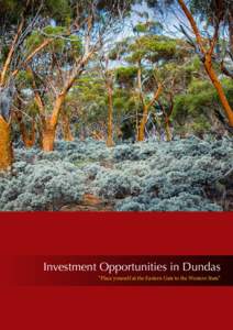 Investment Opportunities in Dundas “Place yourself at the Eastern Gate to the Western State” Investment Opportunities in Dundas  Dundas in Brief