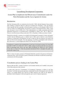 Luxembourg’s Plan of Action to implement its Aid Effectiveness Commitments under the Paris Declaration and the Accra Agenda for Action