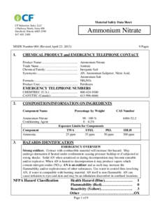 Material Safety Data Sheet CF Industries Sales, LLC 4 Parkway North, Suite 400 Deerfield, Illinois[removed][removed]