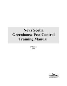Nova Scotia Greenhouse Pest Control Training Manual 2nd Edition 2006