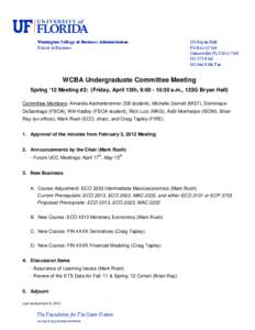 WCBA Undergraduate Committee Meeting April 13, 2012