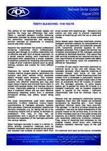 National Dental Update August 2009 www.ada.org.au  AUSTRALIAN DENTALASSOCIATION INC.