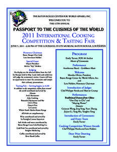 THE BATON ROUGE CENTER FOR WORLD AFFAIRS, INC. w tHE 12TH ANNUAL passport to the cuisines of the world 2011 International Cooking