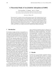 Brazilian Journal of Physics, vol. 34, no. 2B, June, A Theoretical Study of Acrylonitrile Adsorption on Si(001) F. de Le´on-P´erez∗ , R. Miotto† , and A. C. Ferraz