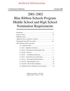 Archived: Blue Ribbon Schools Program Middle School and High School Nomination Requirements  (PDF)
