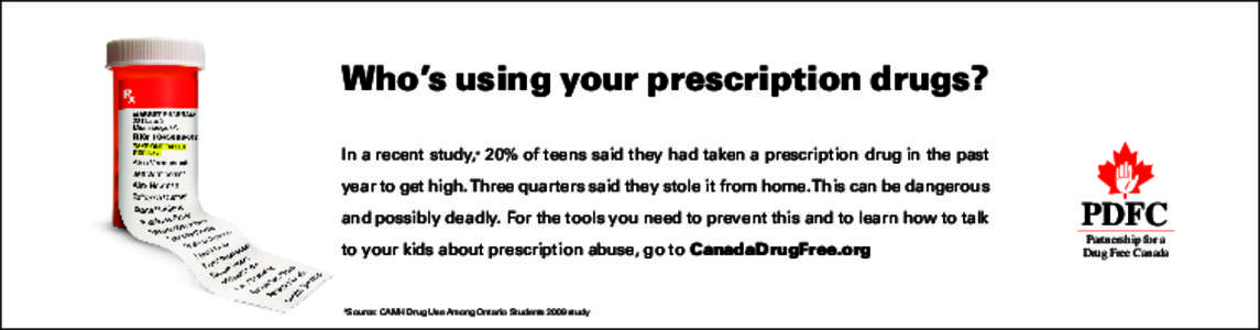 Who’s using your prescription drugs? In a recent study,* 20% of teens said they had taken a prescription drug in the past year to get high. Three quarters said they stole it from home. This can be dangerous and possibl
