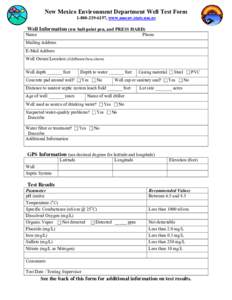 New Mexico Environment Department Well Test Form