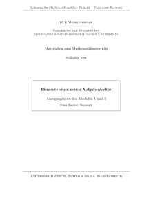 Lehrstuhl f¨ ur Mathematik und ihre Didaktik – Universit¨at Bayreuth BLK-Modellversuch Steigerung der Effizienz des mathematisch-naturwissenschaftlichen Unterrichts