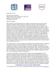 November 15, 2010 Federal Trade Commission Office of the Secretary, Room H-135 (Annex W) 600 Pennsylvania Avenue, NW Washington, DC[removed]Dear Sir or Madam,