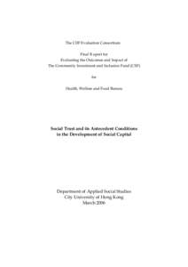 The CIIF Evaluation Consortium Final R eport for Evaluating the Outcomes and Impact of The Community Investment and Inclusion Fund (CIIF) for Health, Welfare and Food Bureau