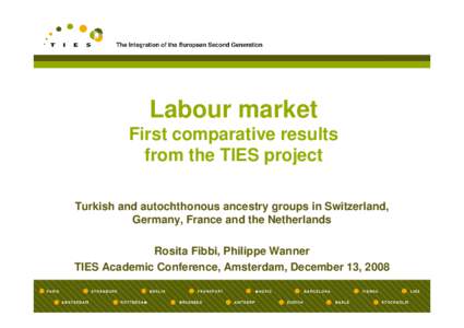 Labour market First comparative results from the TIES project Turkish and autochthonous ancestry groups in Switzerland, Germany, France and the Netherlands Rosita Fibbi, Philippe Wanner
