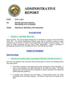 ADMINISTRATIVE REPORT DATE: JULY 4, 2014