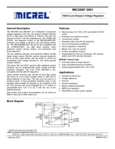 MIC2950*/2951 150mA Low-Dropout Voltage Regulator General Description  Features