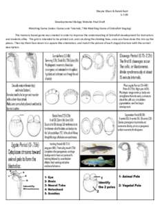 Shayna Olsen & Derek KentDevelopmental Biology Website Final Draft Matching Game (index: Games and Tutorials; Title Matching Game of Zebrafish Staging) This memory based game was created in order to improve the u