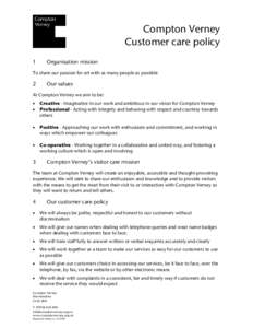 Microsoft Word - Customer Care Policy updated July 2012 TWO.docx