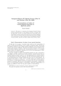 Unknown Book Proceedings Series Volume 00, 1997 Inaugural Monroe H. Martin Lecture (Part I) and Seminar (Part II), 2009. Transcendence of values of