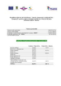 “Reabilitarea liniei de cale ferată Braşov – Simeria, componentă a coridorului Pan – European IV, pentru a asigura circulaţia trenurilor cu o viteză de 160 km/h, tronsonul Coşlariu - Simeria” Valoarea proie