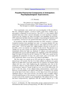 Possible Paranormal Components of Anticipation: Psychophysiological Explorations