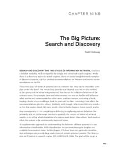 Chapter Nine  The Big Picture: Search and Discovery Todd Holloway