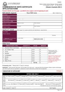 APPLICATION FOR A BIRTH, DEATH OR MARRIAGE CERTIFICATE