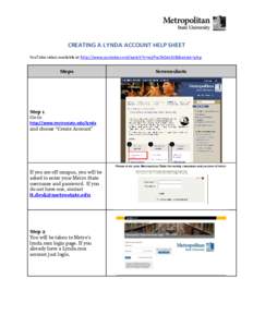 CREATING A LYNDA ACCOUNT HELP SHEET YouTube video available at http://www.youtube.com/watch?v=wdPw2bDeLtU&feature=plcp Steps  Step 1