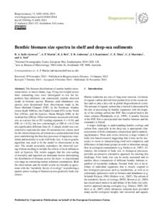 Biogeosciences, 11, 6401–6416, 2014 www.biogeosciences.net[removed]doi:[removed]bg[removed] © Author(s[removed]CC Attribution 3.0 License.  Benthic biomass size spectra in shelf and deep-sea sediments