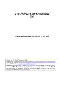 THE PEOPLE Work Programme[removed]European Commission C[removed]of 19 July[removed]How to use the Work Programme (WP)