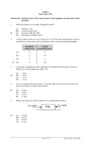 PART I Total Value: 50% Instructions: Shade the letter of the correct answer on the computer scorable answer sheet provided. 1.