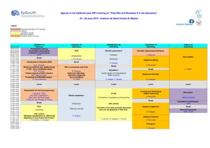 Agenda of the EpiSouth plus WP4 training on 